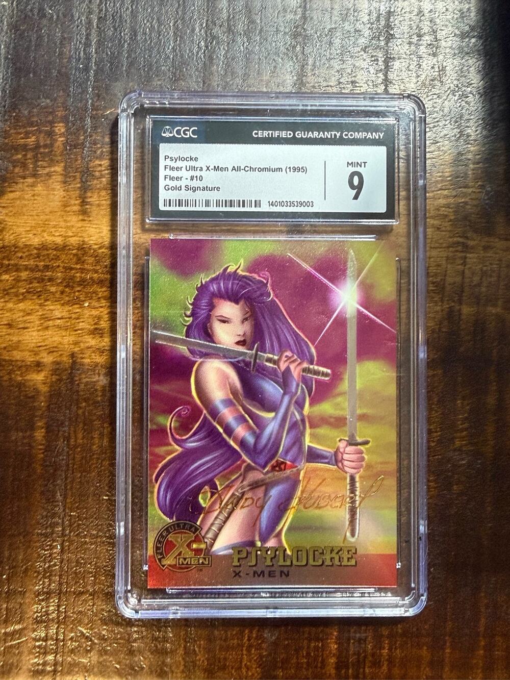 1995 Fleer Ultra X-Men All-Chromium Psylocke #10 Gold Signature CGC 9